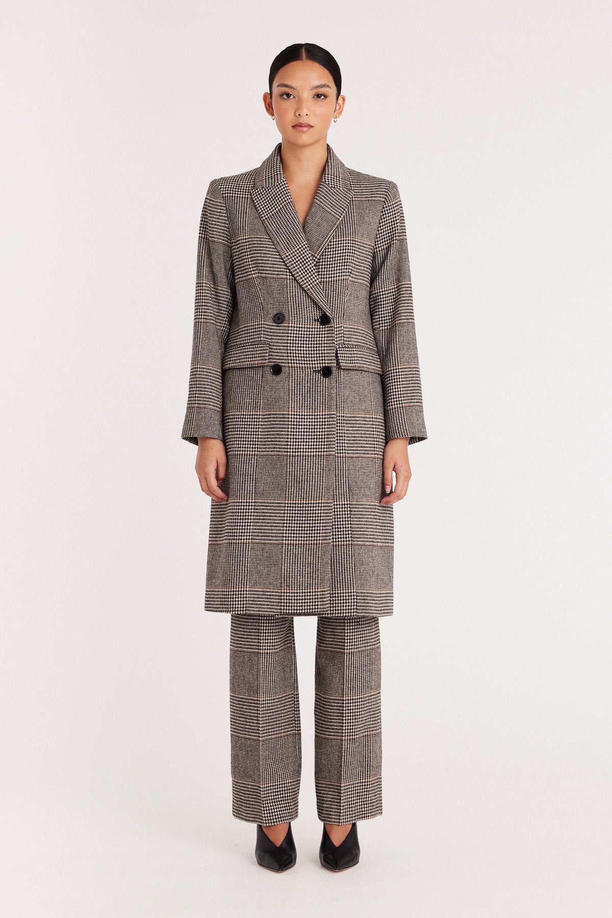 Princeton Longline Coat - Chocolate/Check-Perri Cutten