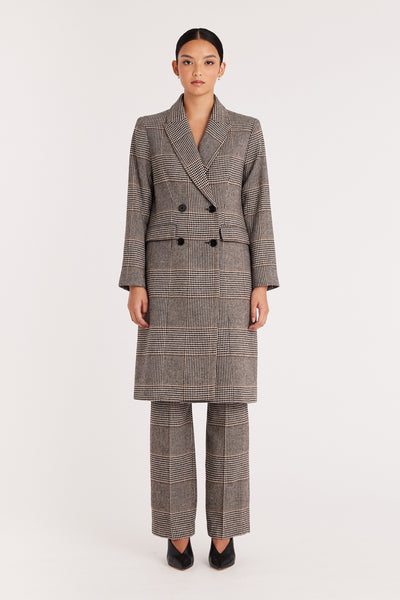 Princeton Longline Coat - Chocolate/Check-Perri Cutten