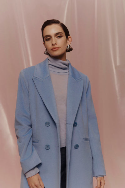 Albert Wool Coat - Sky Blue-Perri Cutten