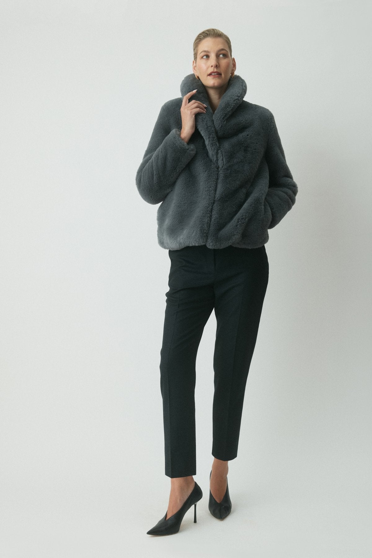 Mette Faux Fur Jacket - Smoke