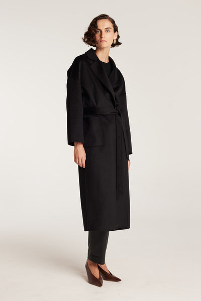 Wrap Coat - Black-Perri Cutten