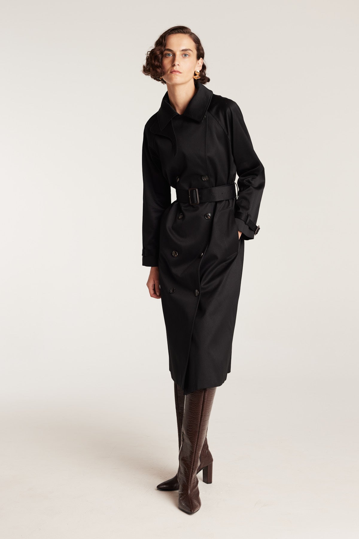 Funnel Neck Trench - Black-Perri Cutten