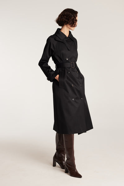 Funnel Neck Trench - Black-Perri Cutten