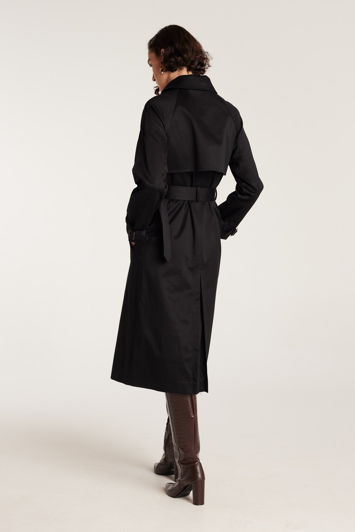 Funnel Neck Trench - Black-Perri Cutten
