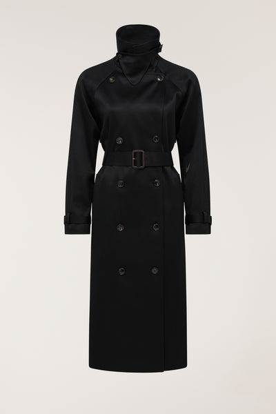 Funnel Neck Trench - Black-Perri Cutten