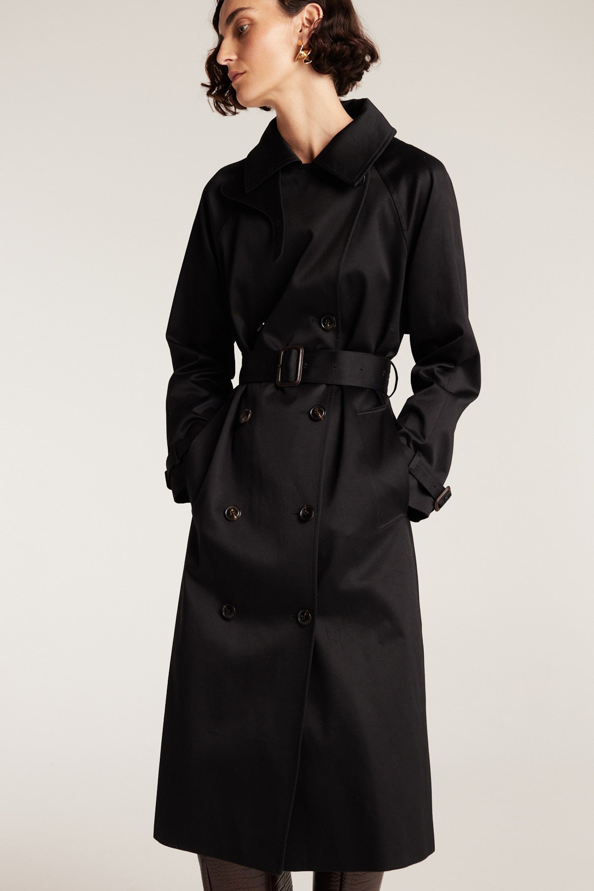 Funnel Neck Trench - Black-Perri Cutten