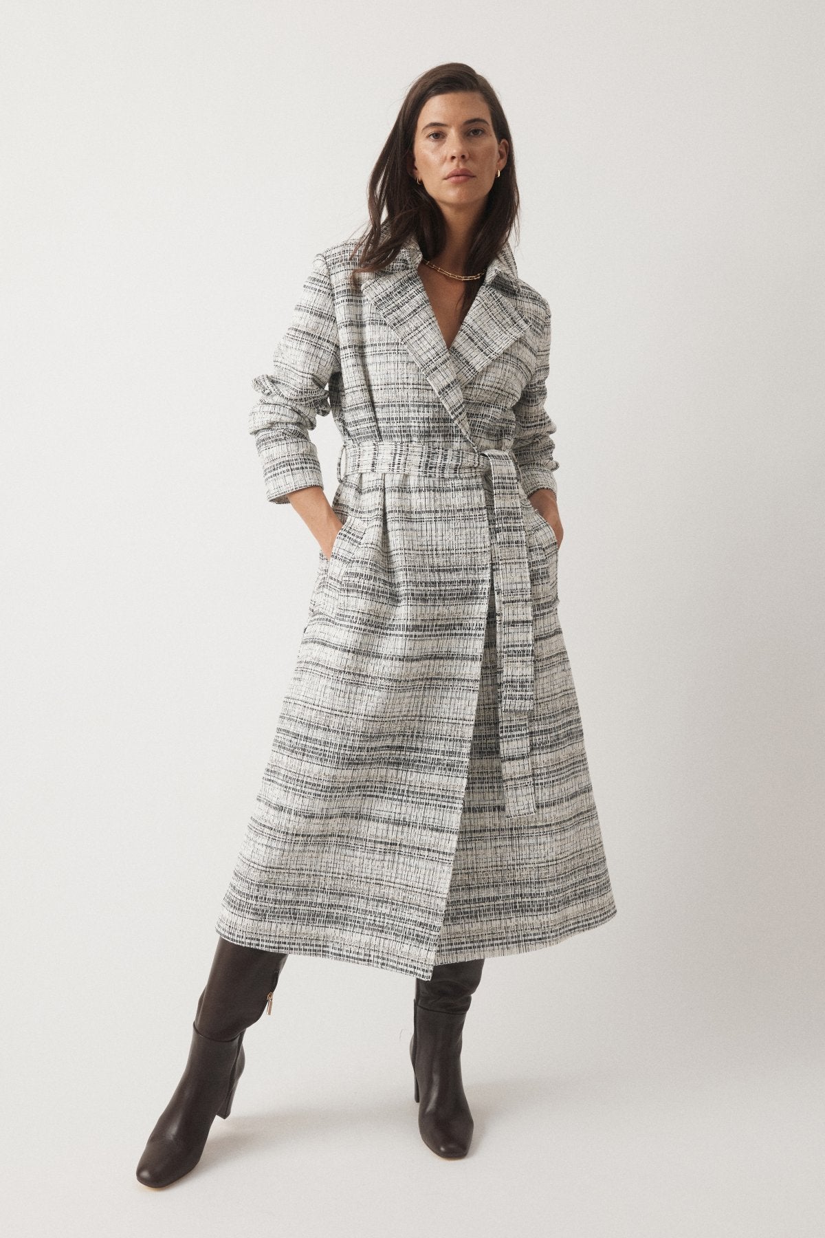 Vidda Coat - Ivory/Blk Texture
