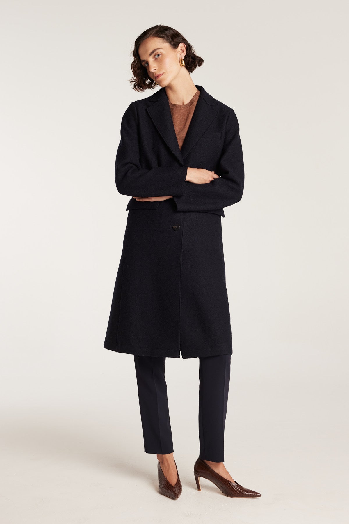 Felted Wool Coat - Navy-Perri Cutten