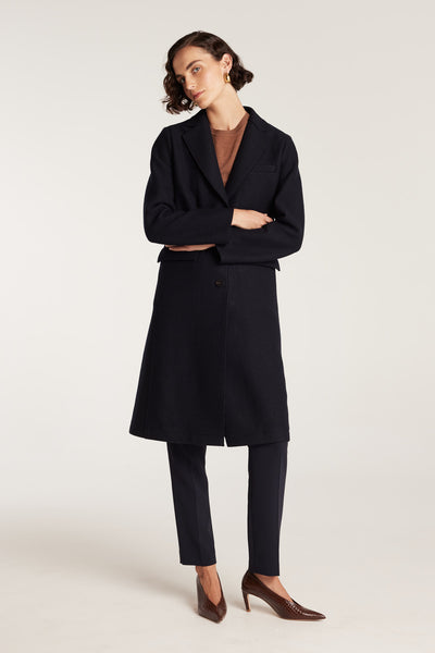 Felted Wool Coat - Navy-Perri Cutten