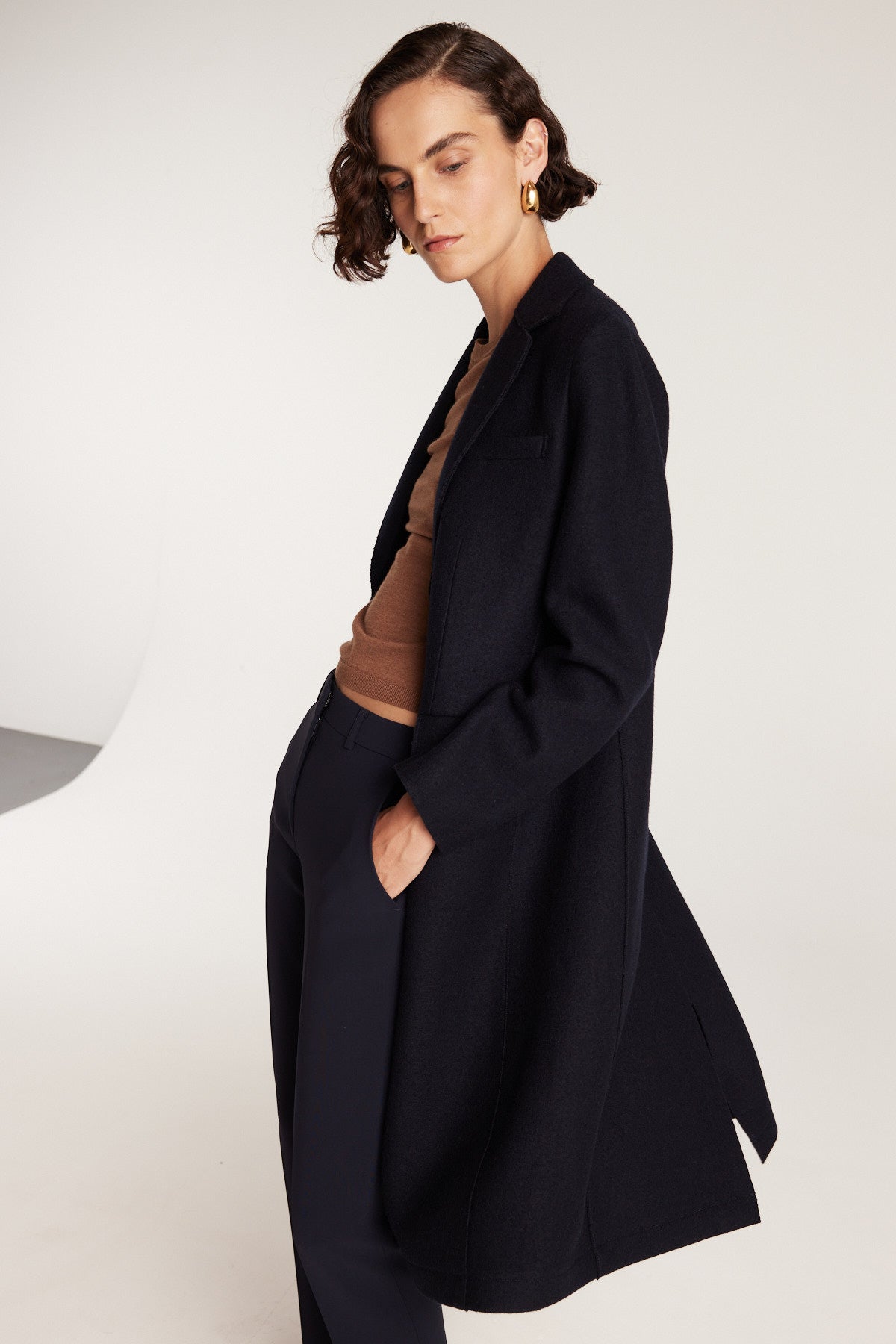Felted Wool Coat - Navy-Perri Cutten