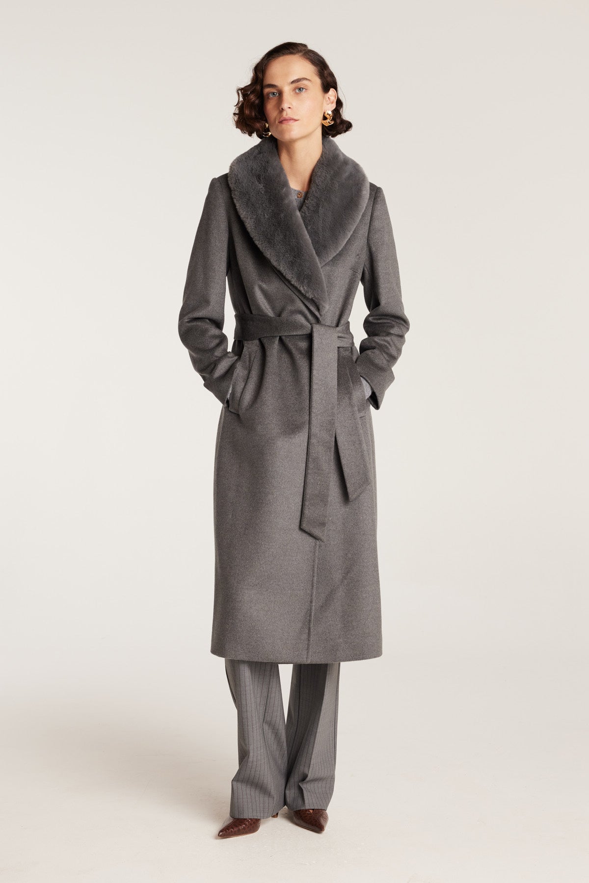 Fur Collar Coat - Charcoal-Perri Cutten