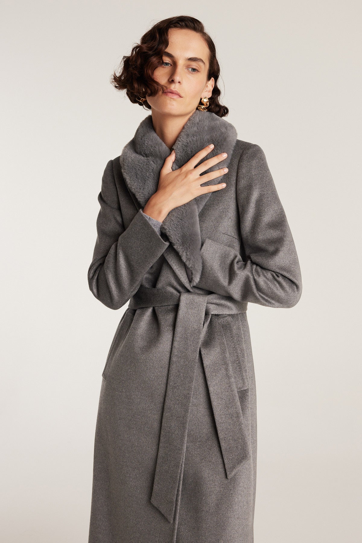 Fur Collar Coat - Charcoal-Perri Cutten