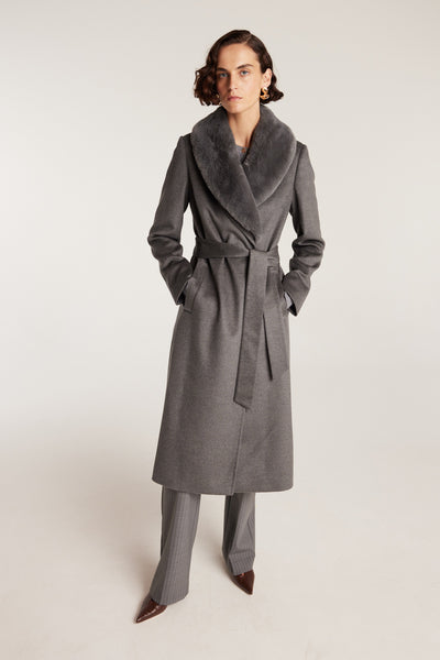 Fur Collar Coat - Charcoal-Perri Cutten