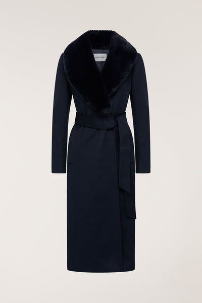 Fur Collar Coat - Navy-Perri Cutten
