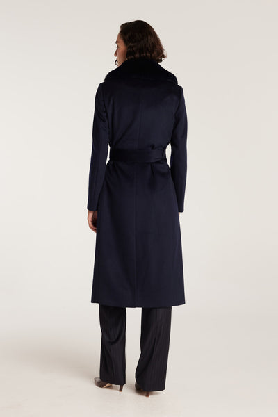 Fur Collar Coat - Navy-Perri Cutten