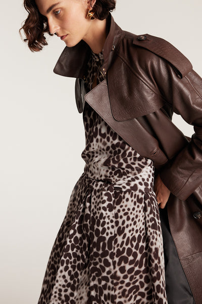 Croc Leather Trench - Chocolate-Perri Cutten