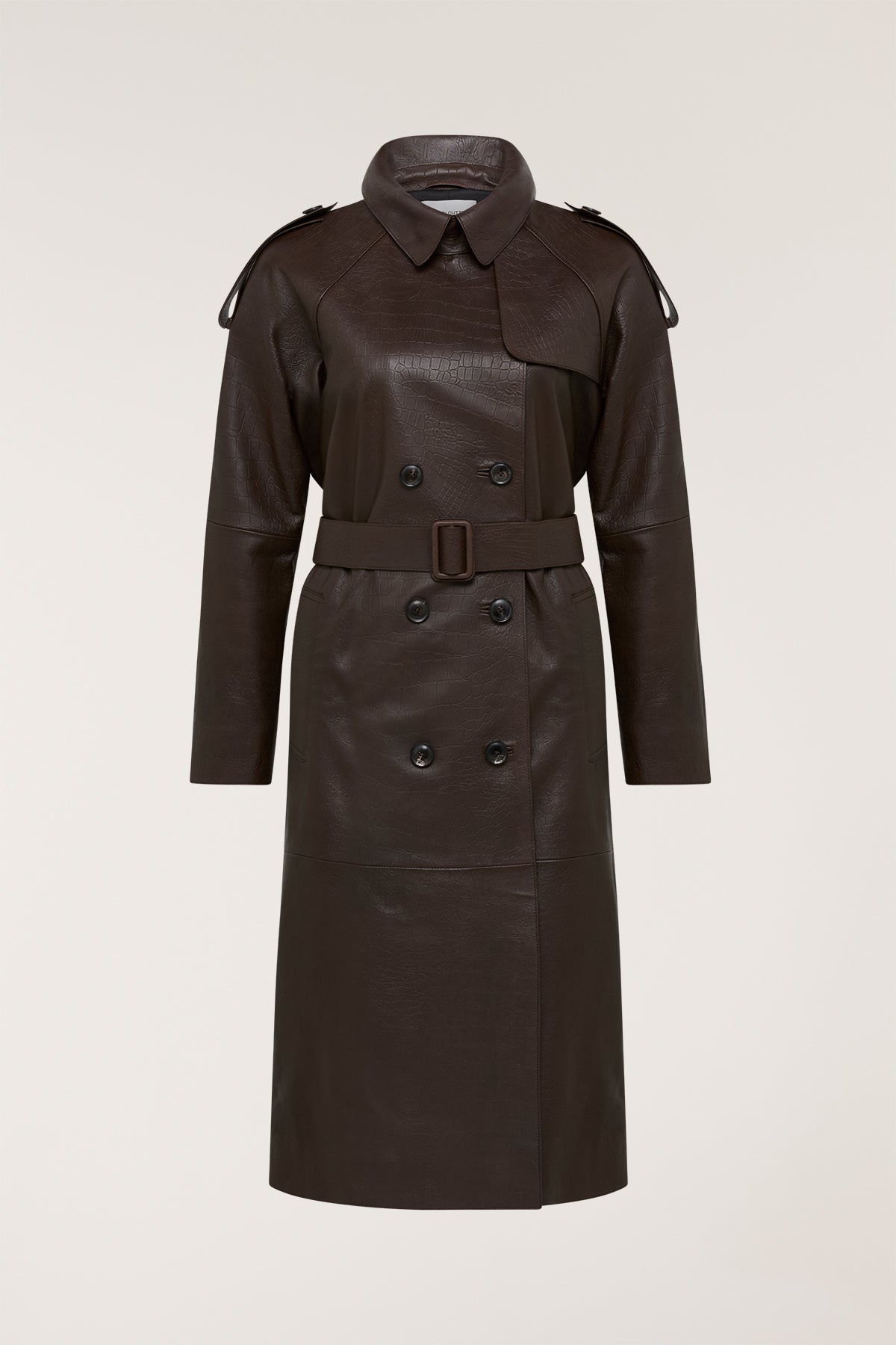 Croc Leather Trench - Chocolate-Perri Cutten