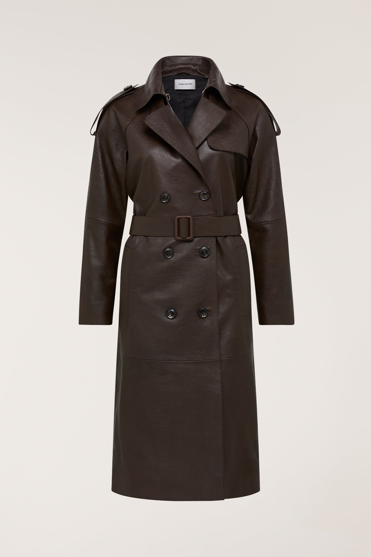 Croc Leather Trench - Chocolate-Perri Cutten