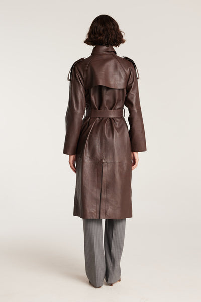 Croc Leather Trench - Chocolate-Perri Cutten