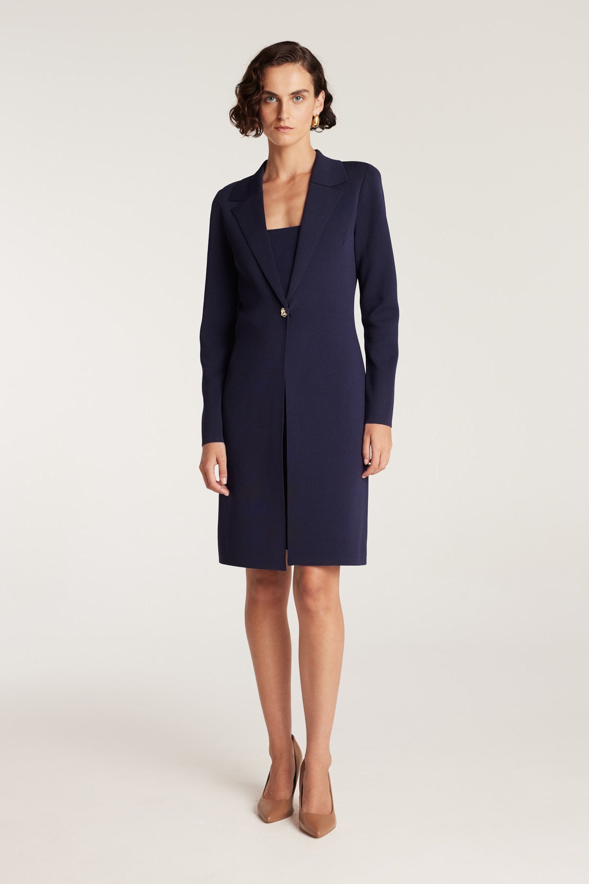 Crepe Knit Coat - Indigo-Perri Cutten