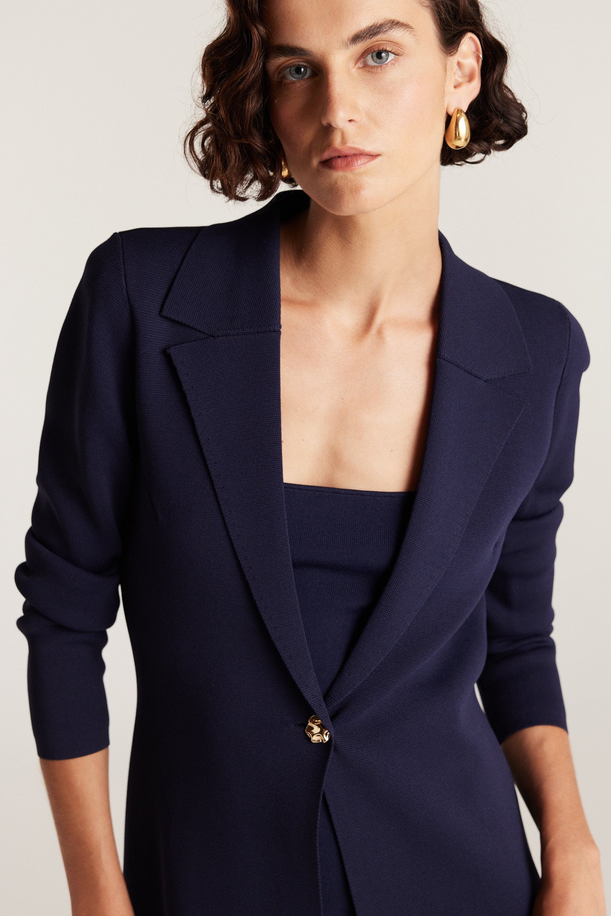 Crepe Knit Coat - Indigo-Perri Cutten