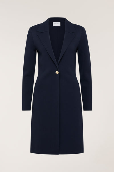 Crepe Knit Coat - Indigo-Perri Cutten