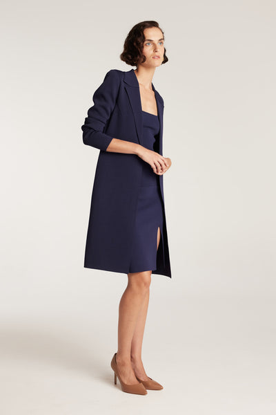 Crepe Knit Coat - Indigo-Perri Cutten