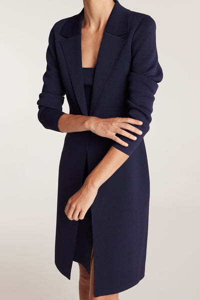 Crepe Knit Coat - Indigo-Perri Cutten
