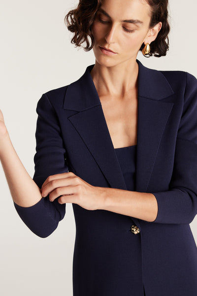 Crepe Knit Coat - Indigo-Perri Cutten