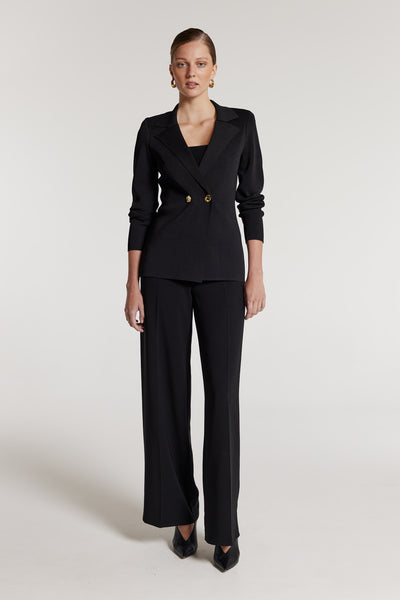 Crepe Knit Jacket - Black-Perri Cutten