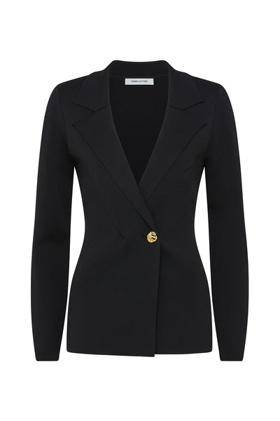 Crepe Knit Jacket - Black-Perri Cutten