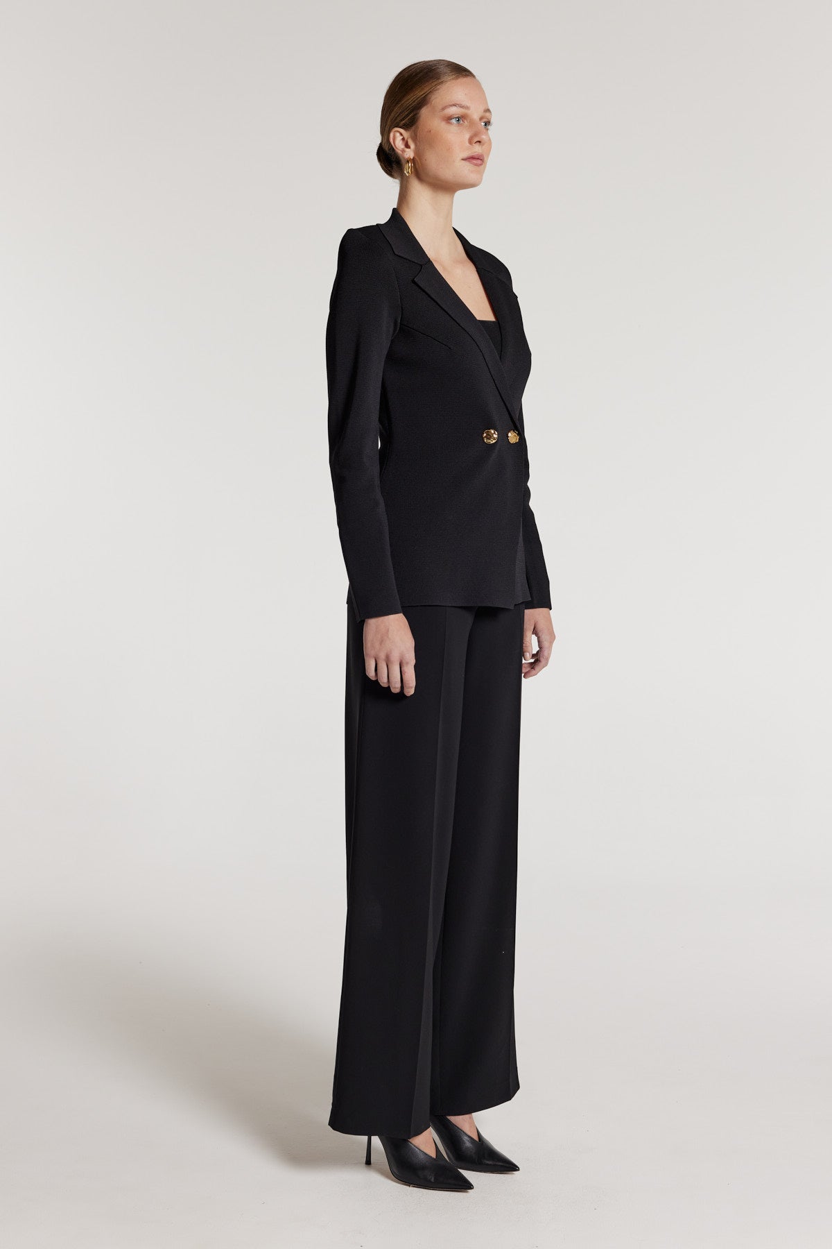 Crepe Knit Jacket - Black-Perri Cutten