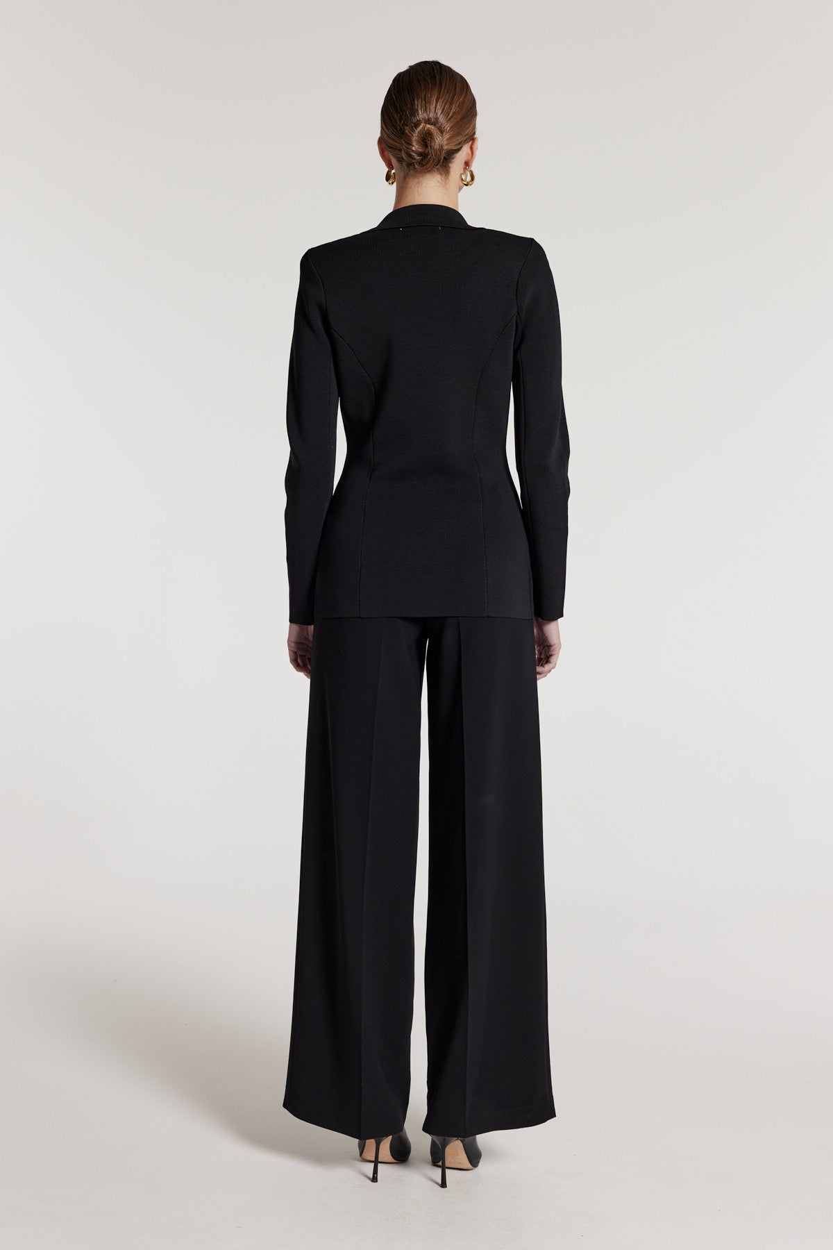 Crepe Knit Jacket - Black-Perri Cutten