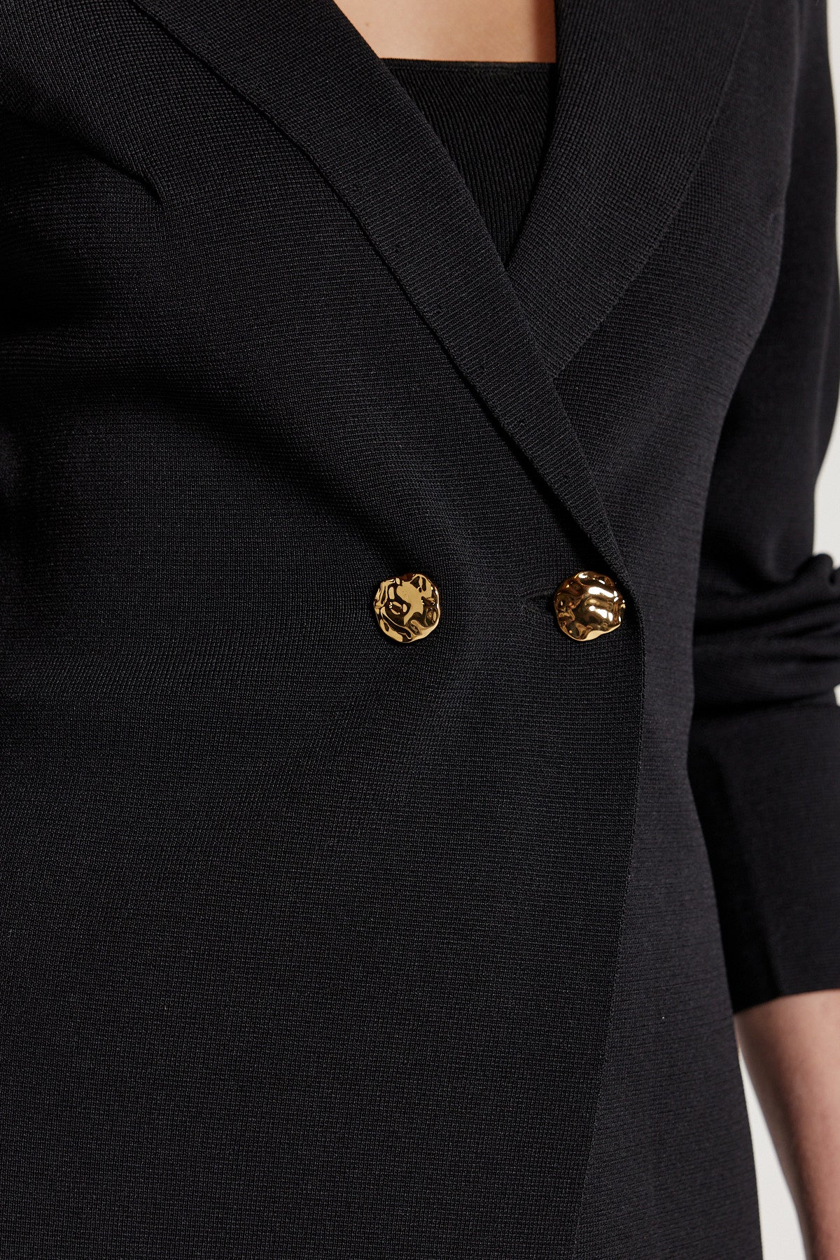Crepe Knit Jacket - Black-Perri Cutten