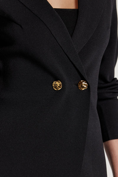 Crepe Knit Jacket - Black-Perri Cutten