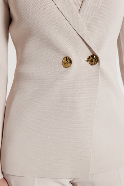 Crepe Knit Jacket - Oyster-Perri Cutten