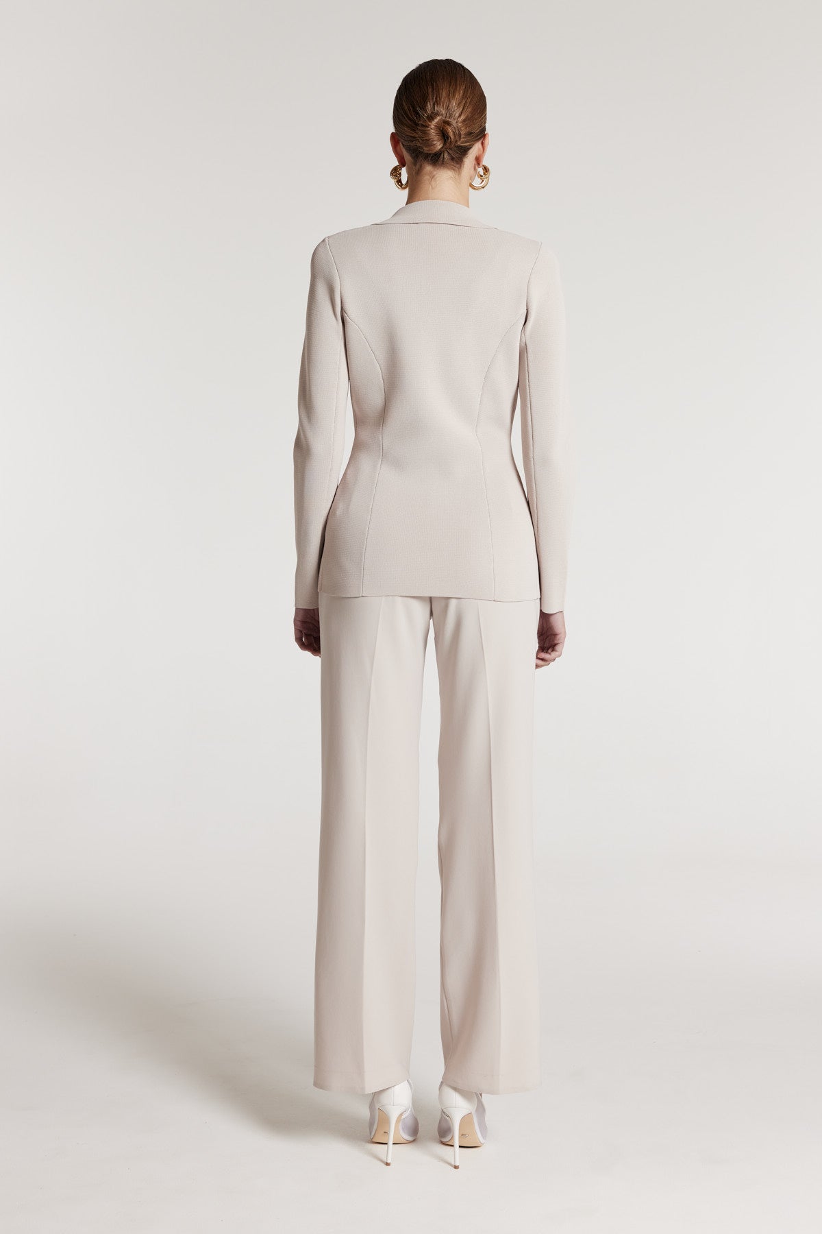 Crepe Knit Jacket - Oyster-Perri Cutten