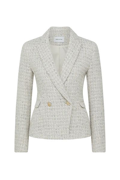 Tweed Suit Jacket - Ivory/Grey-Perri Cutten