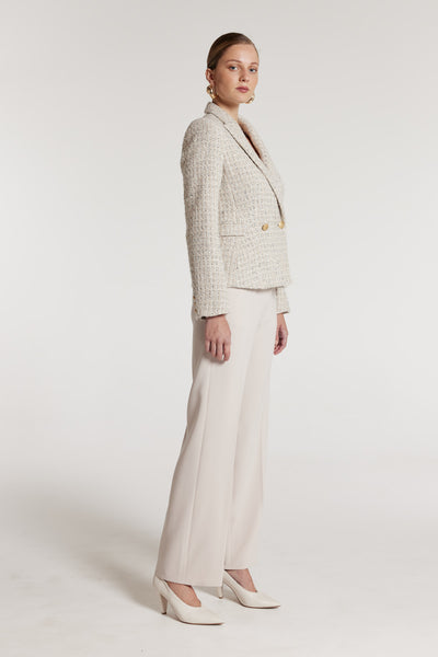 Tweed Suit Jacket - Ivory/Grey-Perri Cutten