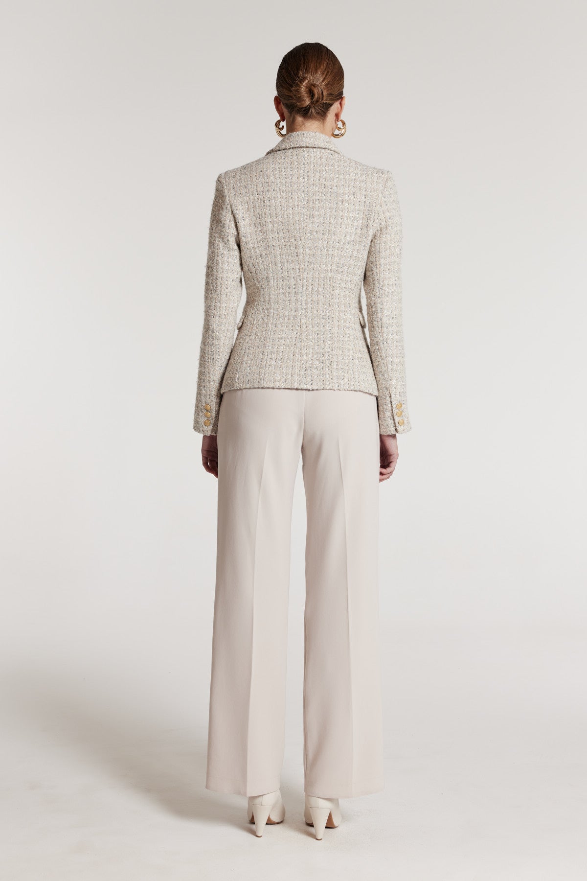 Tweed Suit Jacket - Ivory/Grey-Perri Cutten