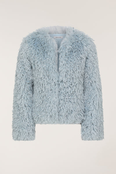 Faux Fur Jacket - Pale Blue-Perri Cutten
