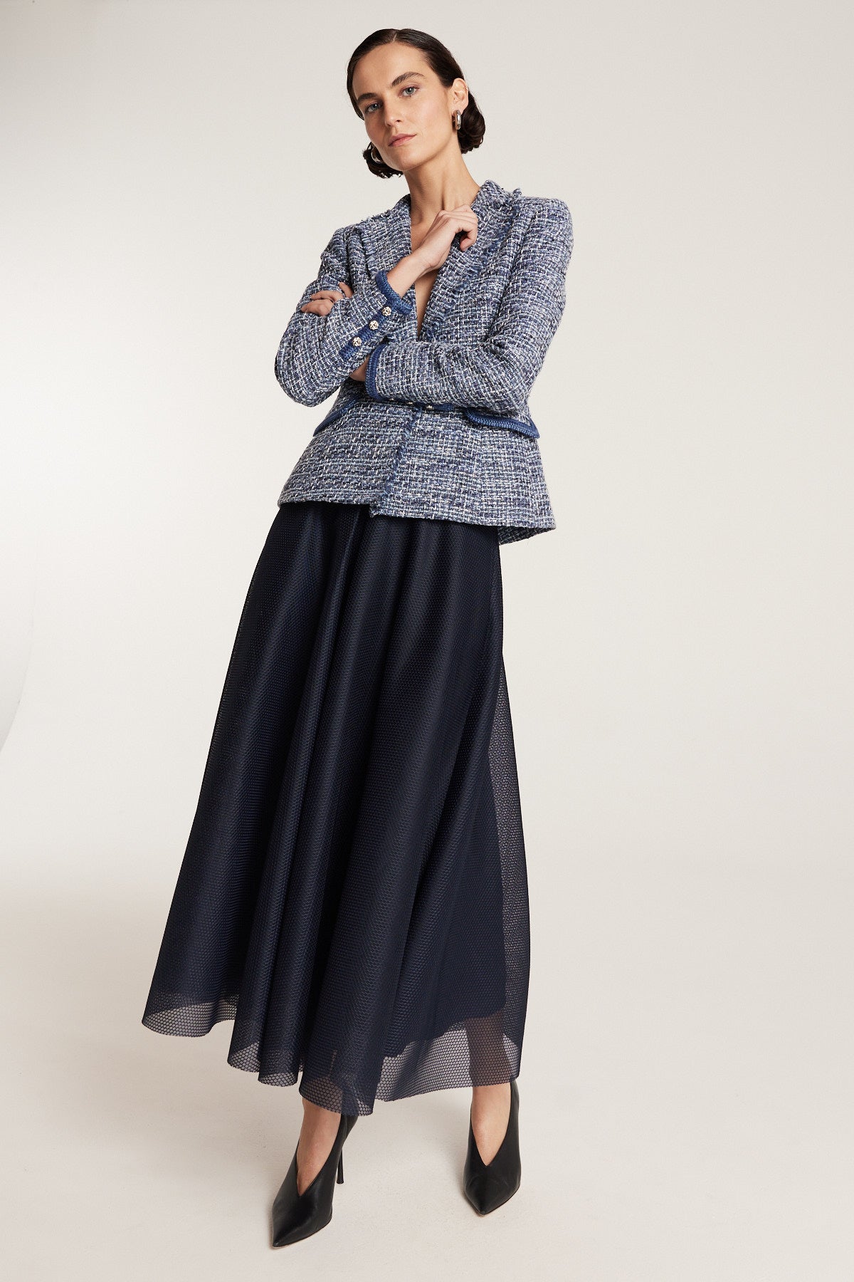 Tweed Blazer - Navy-Perri Cutten