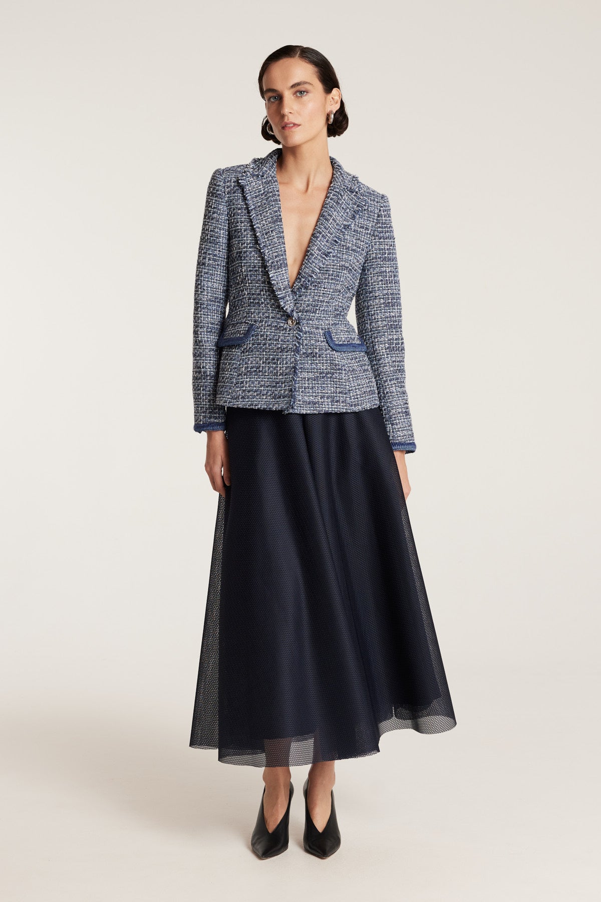Tweed Blazer - Navy-Perri Cutten