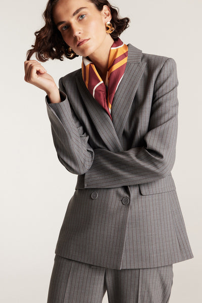 Ava Suit Jacket - Charcoal/Maroon-Perri Cutten