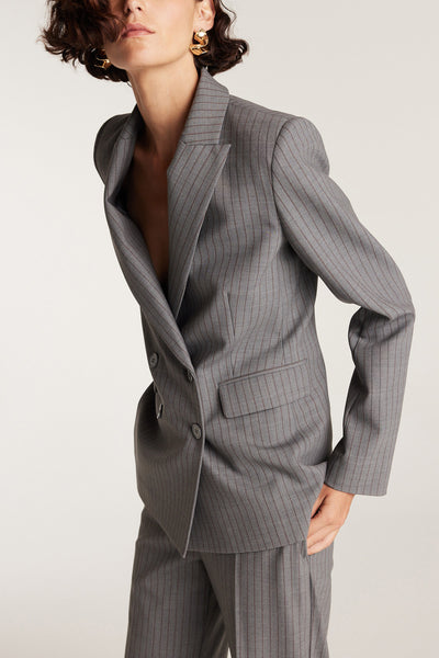 Ava Suit Jacket - Charcoal/Maroon-Perri Cutten