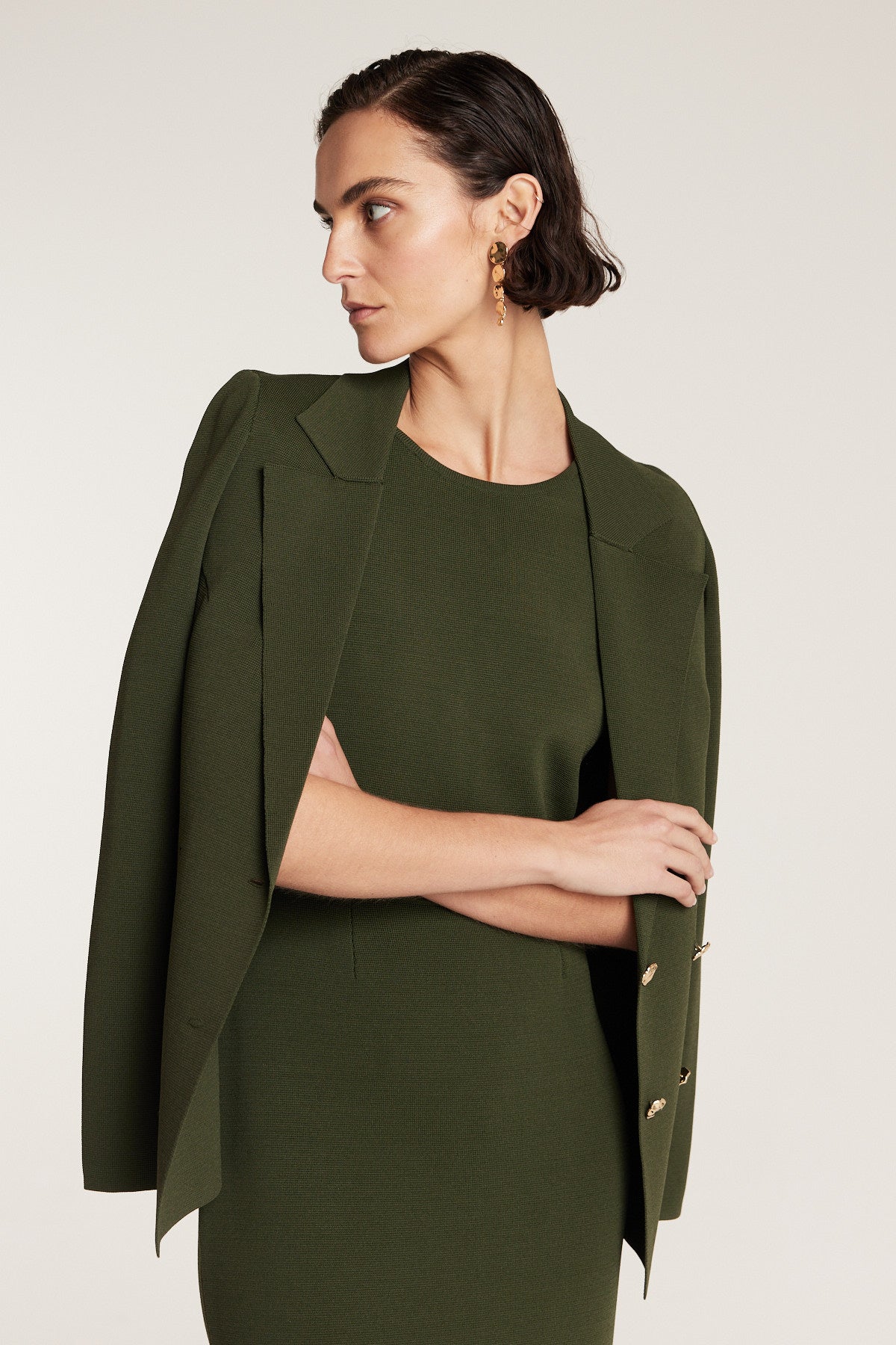 Crepe Britt Jacket - Olive-Perri Cutten