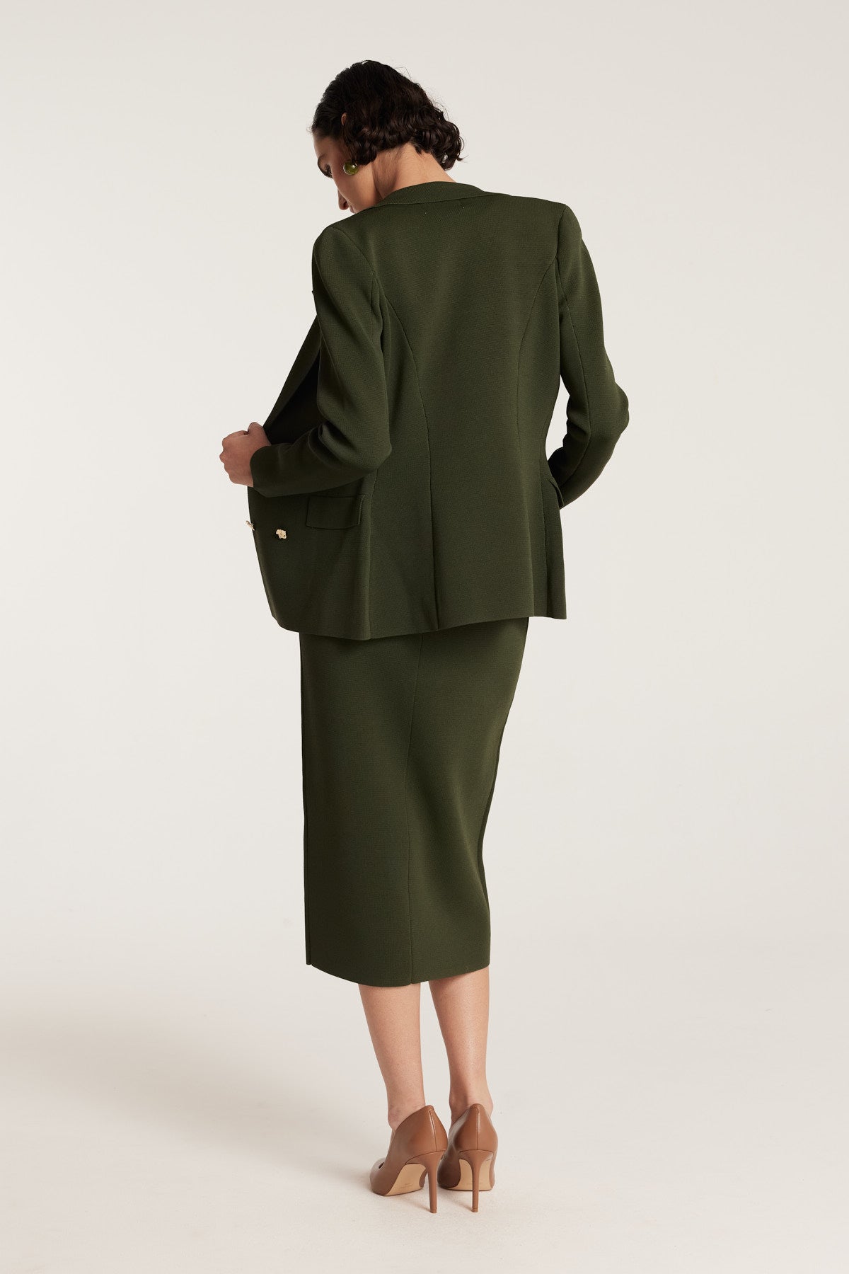 Crepe Britt Jacket - Olive-Perri Cutten