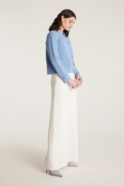 Milano Crepe Knit Jacket - Powder Blue-Perri Cutten