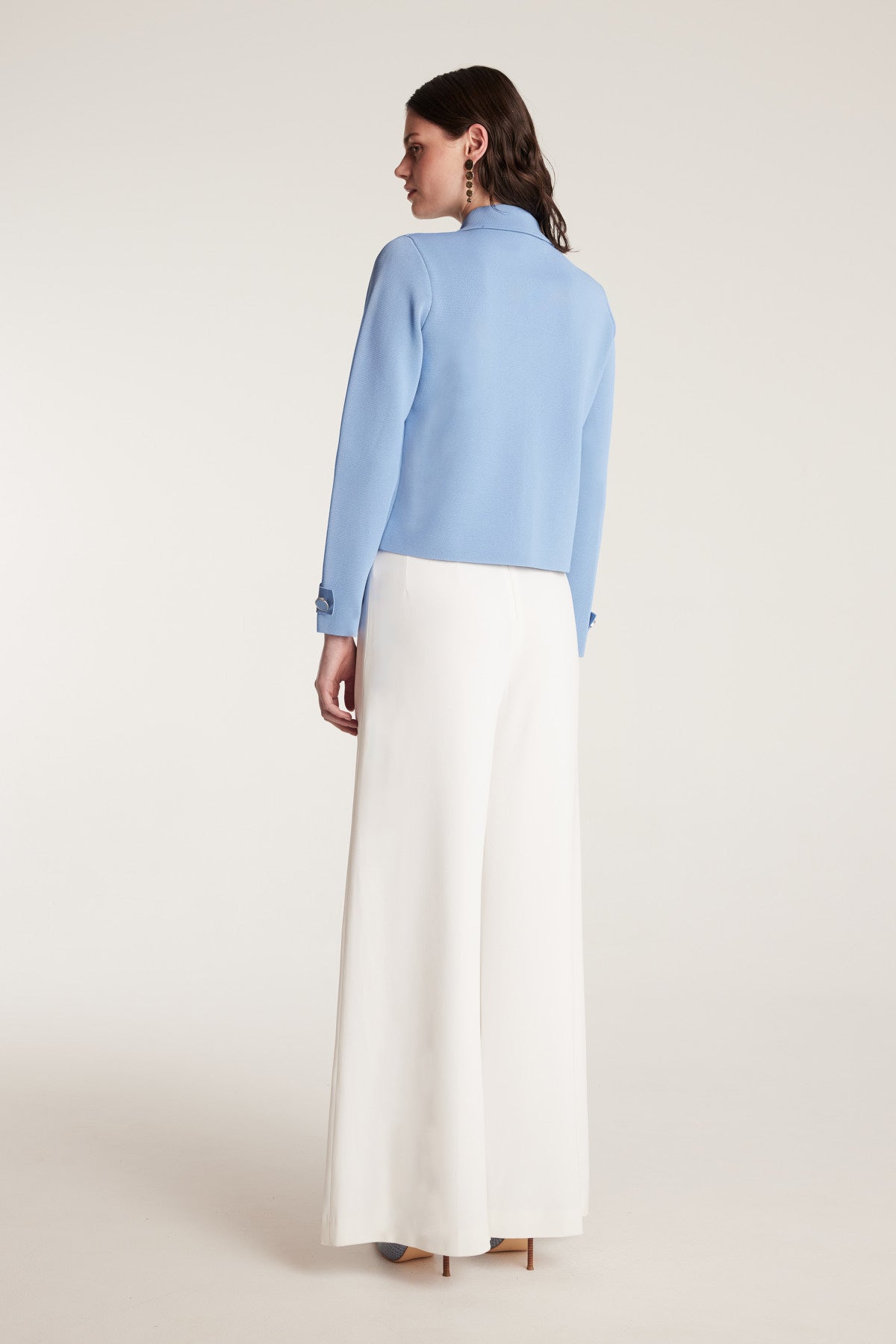 Milano Crepe Knit Jacket - Powder Blue-Perri Cutten