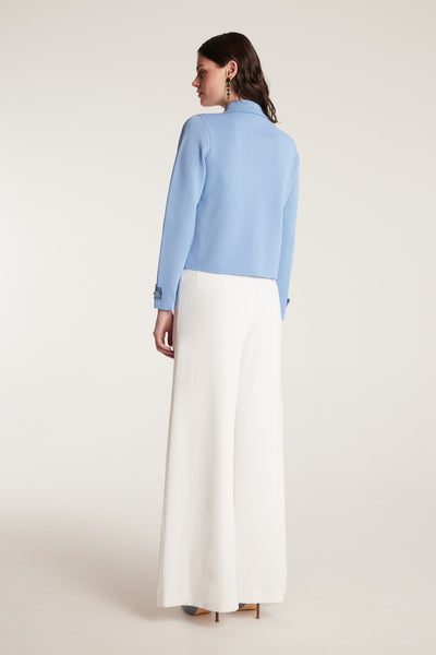 Milano Crepe Knit Jacket - Powder Blue-Perri Cutten